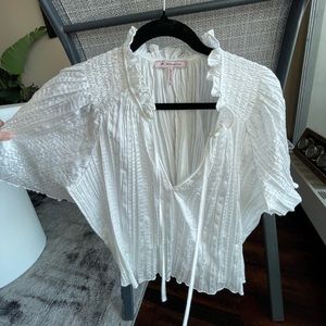 BCBG white textured top